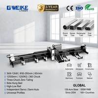 Découpeuse laser à fibre CNC à trois mandrins 6000W avec refroidissement par eau AI pour tubes en acier inoxydable et alliages, 12m, haute productivité, découpe automatique