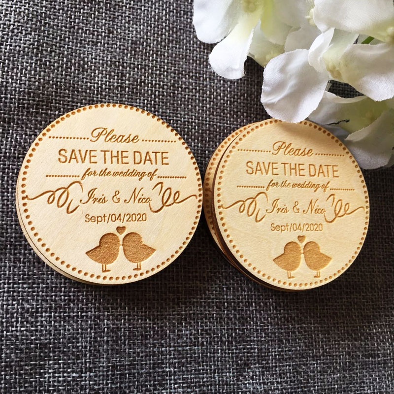 Wedding decoration wooden round cards with save the date gifts for guests fridge magnet favors wedding