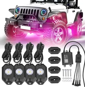 Exw giá âm nhạc chiếu sáng Kit app điều khiển 4 8 12 vỏ LED RGBW Đèn đá cho xe ô tô off road SUV ATV Xe LED Đèn đá