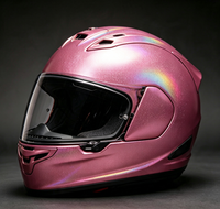 Casque de moto GUANZUN rose vif, effet laser irisé, résistant aux intempéries, revêtement en poudre haute brillance