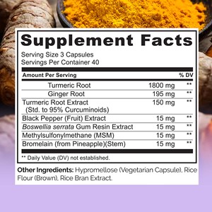 Capsules de Curcuma et Curcumine en Emballage OEM, Contenant de la Racine de Curcuma et de la Racine de Gingembre, Équilibre Digestif, Comprimés de Curcuma et Curcumine - Product Image 2