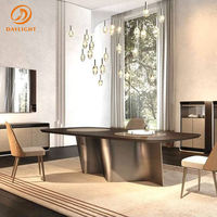 Ensemble table à manger ronde de luxe 12 places en marbre design en métal