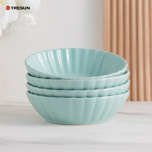 Lot de 16 pièces de vaisselle de luxe en porcelaine, vert menthe, motif citrouille en relief, comprenant assiettes, bols et tasses, <span class=keywords><strong>service</strong></span> pour 4 personnes - Product Image 4