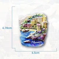 Aimants de réfrigérateur 3D en résine Europe Monaco, souvenir touristique, autocollant de réfrigérateur, cadeau artisanal, décoration