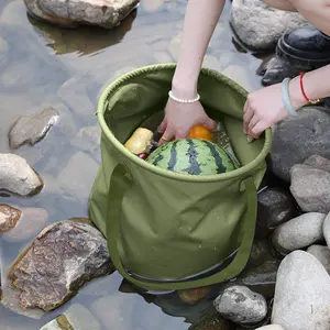 Réservoir de stockage d'eau de voiture de voyage de seau pliant et extensible extérieur pour le camping pique-nique blanchisserie-cuisine sac seau essentiel