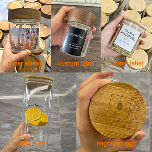 Bocal de cuisine décoratif hermétique bocal de stockage des aliments ensemble de bidons en verre borosilicate avec couvercle en bois de bambou - Product Image 5