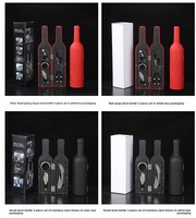 Coffret Cadeau Ouvre-Bouteille en Forme de Bouteille de Vin avec Tire-Bouchon, Anneau Anti-Goutte, Coupe-Capsule, Verseur et Bouchon