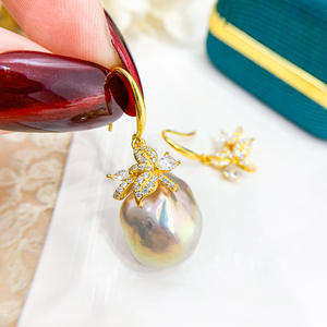 Hermosos Pendientes de Plata S925 para Hacer uno Mismo con Cuentas de 10-15 mm, Base Vacía para Perlas 21484 - Product Image 1