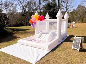 Maison de <span class=keywords><strong>ballon</strong></span> gonflable blanche avec fosse à balles et château de toboggan Mini maison de saut pour enfant <span class=keywords><strong>adulte</strong></span> avec souffleur d'air - Product Image 3