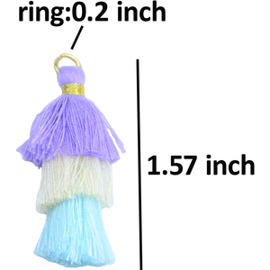 Mini küçük el yapımı zanaat püsküller çocuklar için çok renkler altın atlama yüzük küpe takı aksesuarları anahtarlık püsküller kolye - Product Image 4