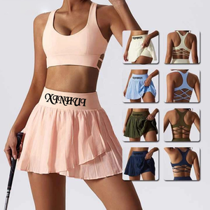 Guangdong femmes Yoga sport taille haute jupes légères séchage rapide plissé entraînement jupes de tennis avec court intérieur confortable - Product Image 1