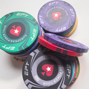 Jetons de Poker en Céramique Qualité Casino 10g 39mm, Écologiques, Couleur, Numéro et Logo Personnalisés, Style EPT, pour <span class=keywords><strong>Jeu</strong></span> de Texas Hold'em - Product Image 3