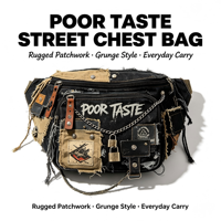 Sac de poitrine et de taille en jean personnalisé style Hip-Hop avec fermeture éclair, design patchwork tendance pour usage quotidien et campus