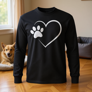 T-shirt a maniche lunghe con cuore a forma di zampa di cane per gli amanti dei cani e i proprietari di animali domestici - Product Image 3