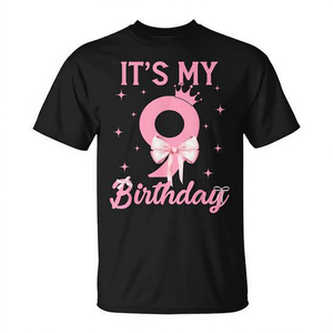 T-shirt avec nœud Coquette pour fille de 9 ans, design esthétique, pour mon 9e anniversaire - Product Image 2