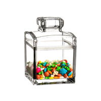 Boîte de conservation hermétique en acrylique transparente carrée de 300 ml avec couvercle à poignée, mini-récipient scellé pour aliments secs et noix