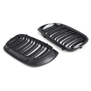 Parrilla delantera para BMW E46 Serie 3, negro brillante, doble línea, plástico ABS, para actualización o reequipamiento. - Product Image 2