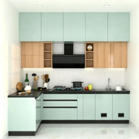 Set Kabinet Dapur Modern Ramah Lingkungan CBMmart dengan Meja Dapur dan Keran, Siap Rakit, Dapur Modular Kecil untuk Penggunaan di Rumah