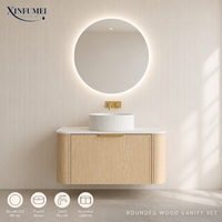 Ensemble de meubles de salle de bain élégant et moderne en MDF rainuré, finition laquée écologique, cadre en bois massif, double vasque, comptoir en quartz, hôtel