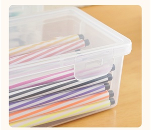 Boîte de rangement transparente avec couvercle pour stylos, crayons, marqueurs, clés de bureau et articles divers, organisateur de bureau - Product Image 5