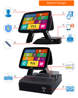 Système de point de vente Windows ZHONGJI A700CT avec écran tactile capacitif plat de 15 pouces, processeur Intel Quad-Core, caisse enregistreuse électrique, lecteur de cartes