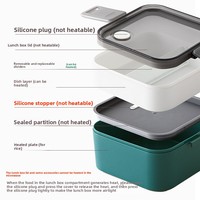 Boîte à lunch simple pour étudiants, compatible micro-ondes, double couche, grande capacité, design moderne et minimaliste, compartimentée, en plastique carré