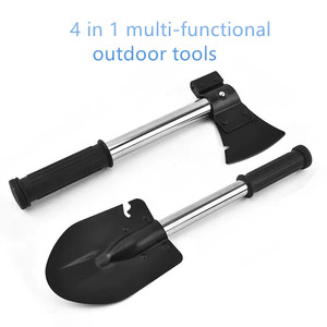 Pelle multifonctionnelle 4 en 1 pour l'extérieur Pelle de survie pour le camping Pelle en métal avec hachette, scie et couteau