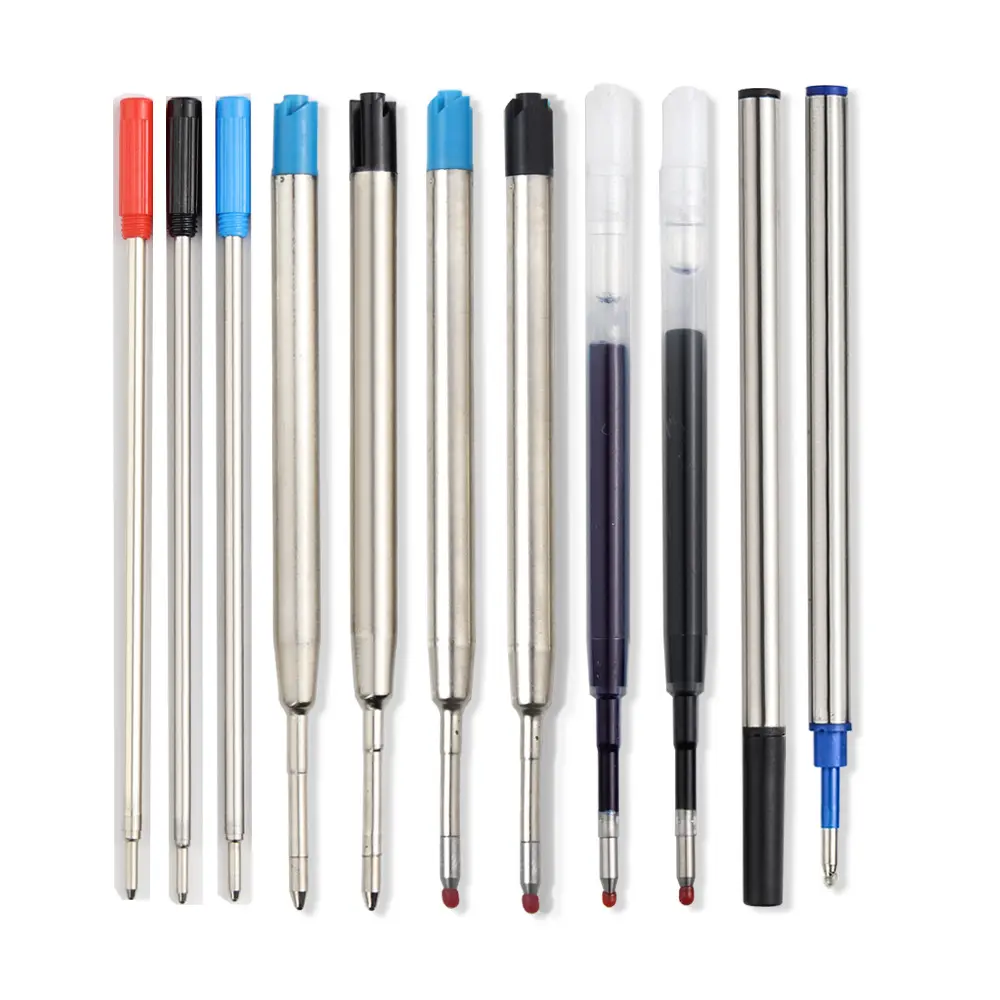 Recharges de stylo à bille de différentes couleurs, stylo à encre Gel à rouleau, recharge de stylo en cuir et en métal, recharges de remplacement