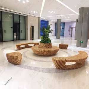 Wooden Art Seating Commercial Arc-Shaped Stools Outdoor Artistic Landscape Anti-Corrosion <b>Wood</b> Custom-Shaped Solid <b>Wood</b> <b>Slices</b> - Product Image 2