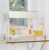Judaica Bureau Juif Autoportant Or Ruban Acrylique Lucite Hanoukka Brachos Horloge
