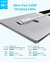 Câble de charge rapide USB-C vers USB-C Anker Zolo 240W, tressé et anti-salissures, avec connecteur fin pour iPhone 17 Series