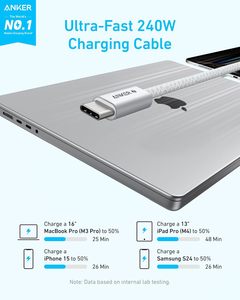 Cavo di ricarica rapida Anker Zolo 240W Type-<span class=keywords><strong>C</strong></span> USB-<span class=keywords><strong>C</strong></span> a USB-<span class=keywords><strong>C</strong></span> intrecciato con connettore sottile anti-sporco per iPhone serie 17 - Product Image 6