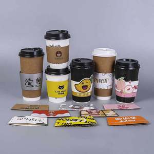 Custom Branded Insulated Disposable Kraft Paper <b>Cups</b> 8 12 16 20 OZ Double Wall Hot Drink & <b>Iced</b> <b>Coffee</b> with Logo for Wine - Product Image 1