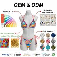 Fabricante OEM de Trajes de Baño, Bikini de Tiras con Cuentas, Tanga Brasileña, Venta al por Mayor, Personalización de Trajes de Baño para Mujer