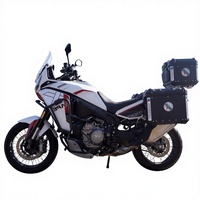 Tule pour Moto Morini 1200X-CAPE, coffres latéraux et coffre arrière en alliage d'aluminium à trois compartiments avec barres de protection en acier inoxydable - Voyage tout-terrain