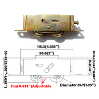Rouleau de porte coulissante en acier - Roues en acier de 1-1/4 pouces pour porte coulissante de patio et rideau