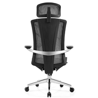 Chaises de bureau grises avec accoudoir 3D en métal à dossier haut pour ordinateur