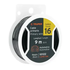 BOÎTE DE 4 Bobines avec 9 m de câble principal noir, calibre 16, TRUPER - Product Image 1