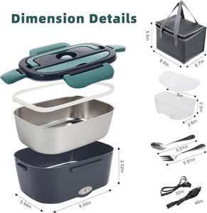 Produits en promotion sur Amz : boîte à lunch chauffante en plastique pour usage domestique, boîte à lunch électrique avec cuillère - Product Image 4
