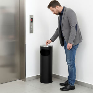 غير القابل للصدأ في الهواء الطلق داخلي حاوية القمامة الصناعية التجارية سلة القمامة مع غطاء سلة سجائر بن WBR085 - Product Image 3