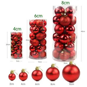 Arbol de Navidads 24 Peças de Decoração de Natal Bolas 4/6/Conjuntos 8 centímetros Ornamentos Bola De Plástico Bola de Natal natale