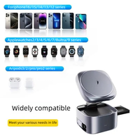 Stasiun Pengisian Daya Nirkabel 3 in 1 Lipat Magnetis Pengisian Cepat Simultan untuk iPhone Apple Watch AirPods