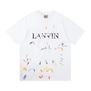 Camiseta unisex LANVIN con estampado de grafiti de tinta, colaboración de marca de moda, manga corta, estilo urbano. - Product Image 5
