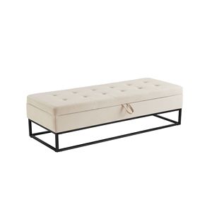 Banc de lit DB 58.6 \ "velours beige avec base en métal et meubles de rangement pour salon - Product Image 4
