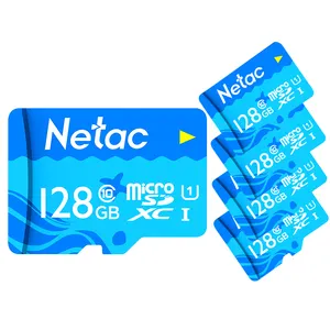 Netac kartu memori 128GB Kelas 10, kartu TF SD warna biru OEM kapasitas besar perangkat pemantauan rumah, pabrik asli