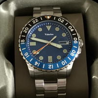 Montre de plongée pour homme en argent, cadran bleu, lunette rotative, affichage de la date, aiguilles lumineuses, bracelet en acier inoxydable, montre-bracelet sport à quartz