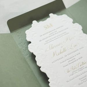 Supports Personalized Customization, Wedding Envelope Greeting Cards, <b>Wax</b> <b>Seal</b> Envelopes, Gold Stamping, Colorless Embossing - Product Image 3