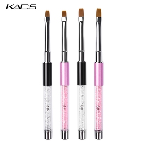 KADS Brosse à ongles plate en cristal, manche en acrylique, nylon plissé 4 #   6 #   Pinceau de coloration pour gel UV, outil professionnel de manucure - Product Image 1