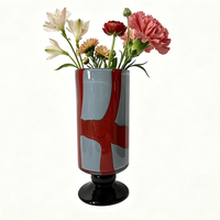 Vase cylindrique en verre écologique noir sur piédestal, centre de table floral moderne pour Pâques, Noël, table de salle à manger, mariage, décoration intérieure