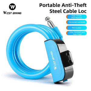 WEST BIKING Contraseña de seguridad Mini espiral de acero <span class=keywords><strong>Cable</strong></span> deporte bicicleta cerraduras 1,1 M colorido bloqueo bicicleta de montaña ciclismo bicicleta bloqueo - Product Image 1